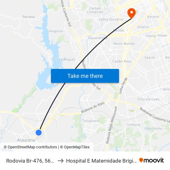 Rodovia Br-476, 5660 to Hospital E Maternidade Brígida map