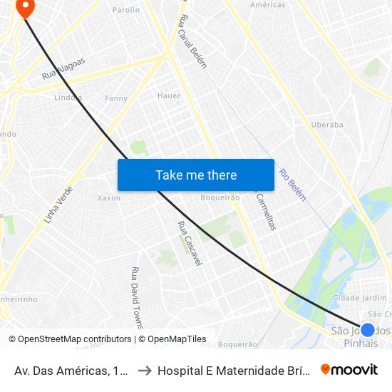 Av. Das Américas, 1111 to Hospital E Maternidade Brígida map