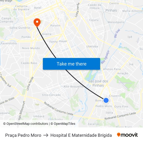 Praça Pedro Moro to Hospital E Maternidade Brígida map