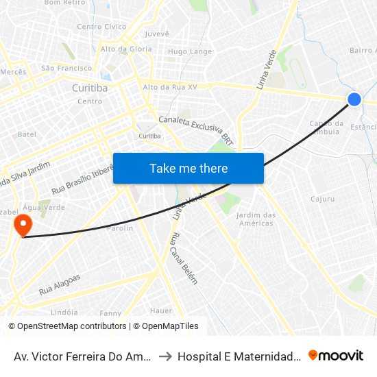 Av. Victor Ferreira Do Amaral, 3377 to Hospital E Maternidade Brígida map