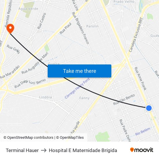 Terminal Hauer to Hospital E Maternidade Brígida map