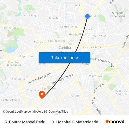 R. Doutor Manoel Pedro, 315 to Hospital E Maternidade Brígida map