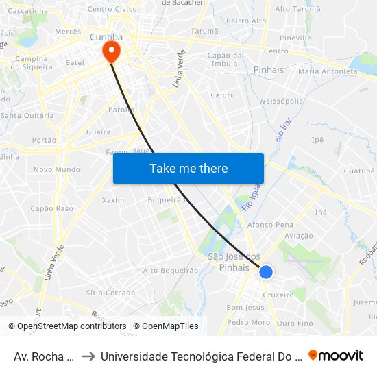 Av. Rocha Pombo, 2561 to Universidade Tecnológica Federal Do Paraná - Campus Curitiba - Sede Centro map