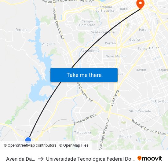 Avenida Das Nações, 153 to Universidade Tecnológica Federal Do Paraná - Campus Curitiba - Sede Centro map