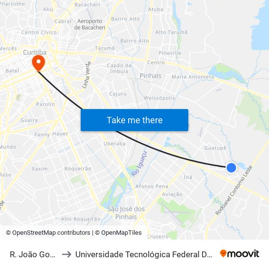 R. João Gomes Vieira, 142 to Universidade Tecnológica Federal Do Paraná - Campus Curitiba - Sede Centro map