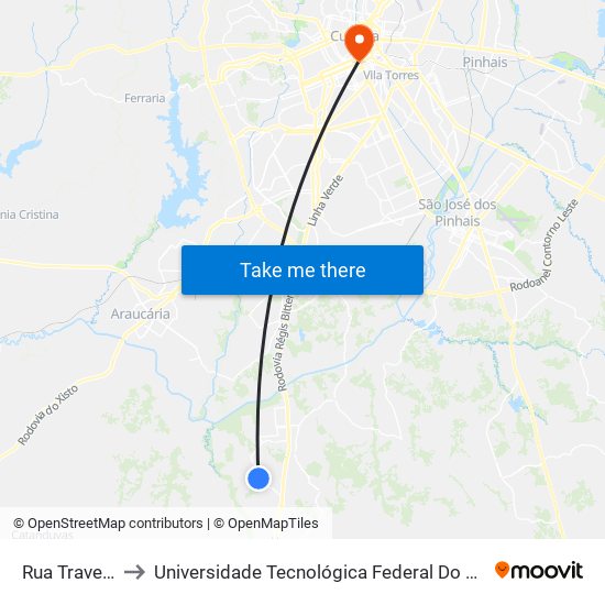 Rua Travessa Pien, 56 to Universidade Tecnológica Federal Do Paraná - Campus Curitiba - Sede Centro map