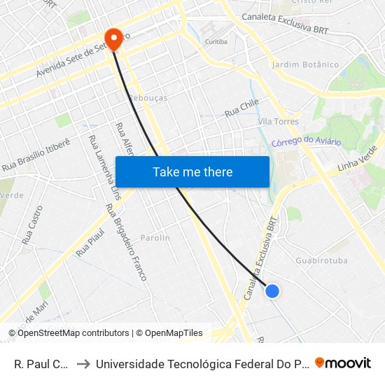 R. Paul Cezanne, 251 to Universidade Tecnológica Federal Do Paraná - Campus Curitiba - Sede Centro map
