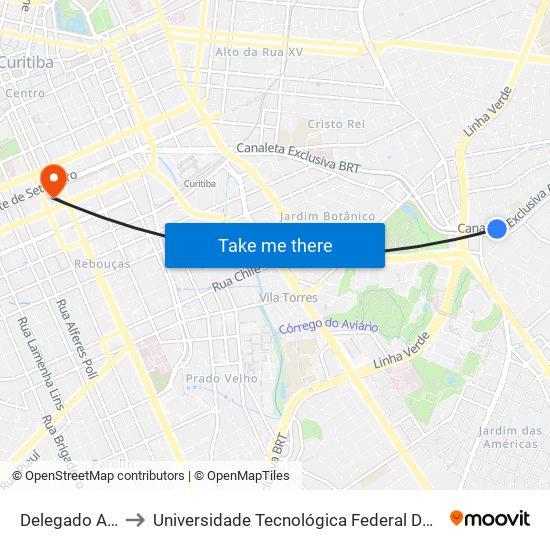 Delegado Amazor Prestes to Universidade Tecnológica Federal Do Paraná - Campus Curitiba - Sede Centro map