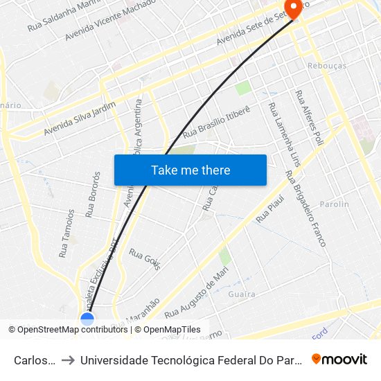 Carlos Dietzch to Universidade Tecnológica Federal Do Paraná - Campus Curitiba - Sede Centro map