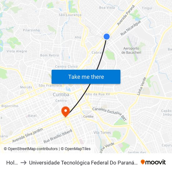 Holanda to Universidade Tecnológica Federal Do Paraná - Campus Curitiba - Sede Centro map