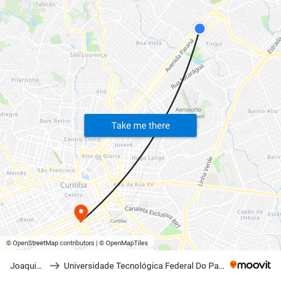 Joaquim Nabuco to Universidade Tecnológica Federal Do Paraná - Campus Curitiba - Sede Centro map