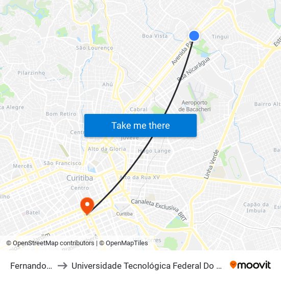 Fernando De Noronha to Universidade Tecnológica Federal Do Paraná - Campus Curitiba - Sede Centro map