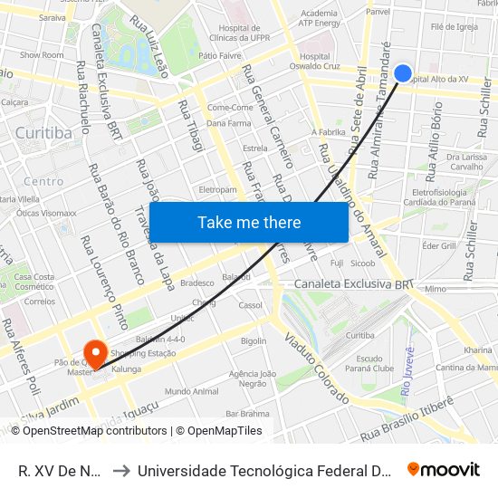 R. XV De Novembro, 2000 to Universidade Tecnológica Federal Do Paraná - Campus Curitiba - Sede Centro map