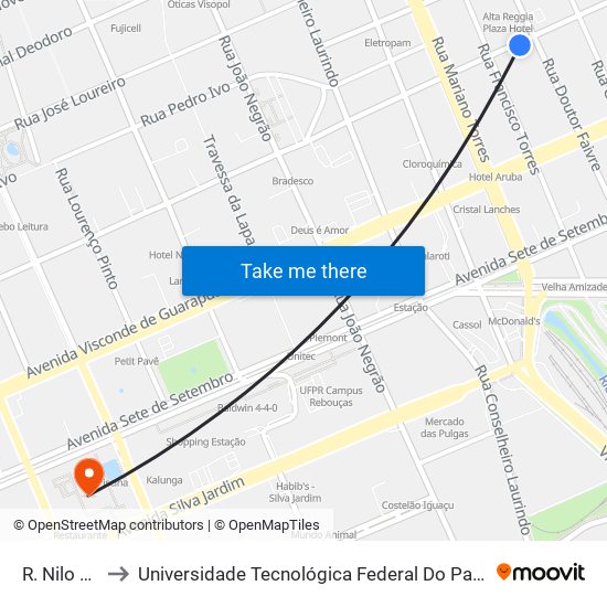 R. Nilo Cairo, 300 to Universidade Tecnológica Federal Do Paraná - Campus Curitiba - Sede Centro map