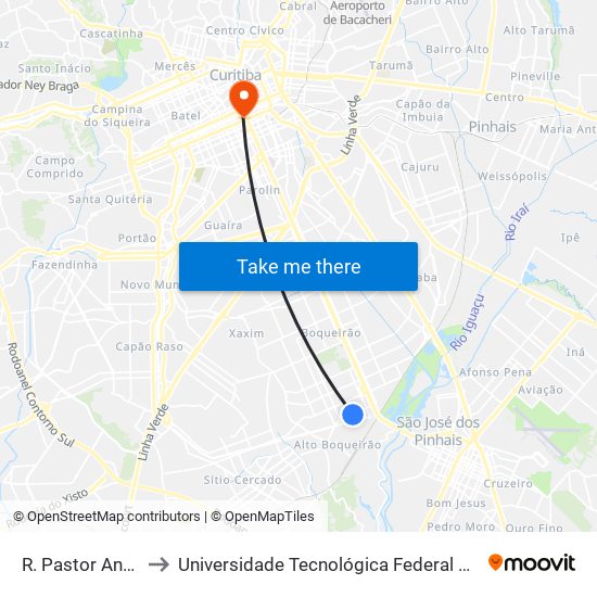 R. Pastor Antônio Pólito, 1211 to Universidade Tecnológica Federal Do Paraná - Campus Curitiba - Sede Centro map