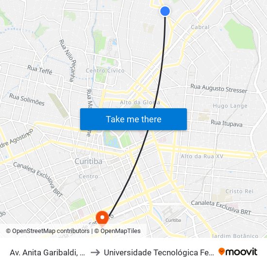 Av. Anita Garibaldi, 674 - Centro Judiciário De Curitiba to Universidade Tecnológica Federal Do Paraná - Campus Curitiba - Sede Centro map