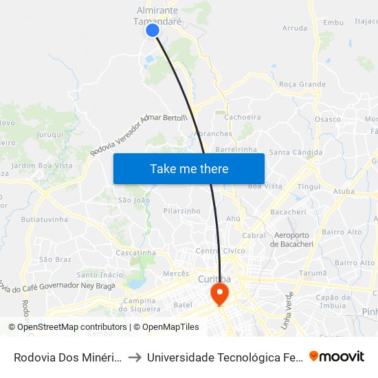 Rodovia Dos Minérios (Pr 092) - Portal De Tamandaré to Universidade Tecnológica Federal Do Paraná - Campus Curitiba - Sede Centro map