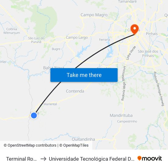 Terminal Rodoviário Da Lapa to Universidade Tecnológica Federal Do Paraná - Campus Curitiba - Sede Centro map