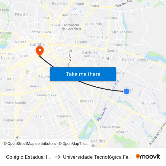 Colégio Estadual Ipê (R. Ieda Solange Ribeiro, 770) to Universidade Tecnológica Federal Do Paraná - Campus Curitiba - Sede Centro map