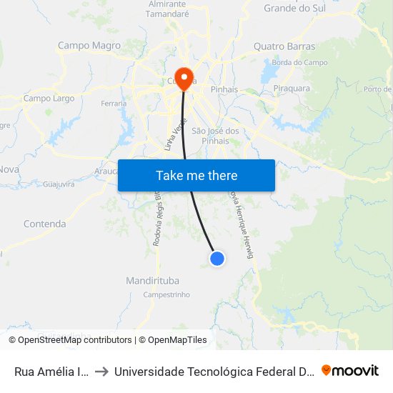 Rua Amélia Ivanchechen Leal to Universidade Tecnológica Federal Do Paraná - Campus Curitiba - Sede Centro map