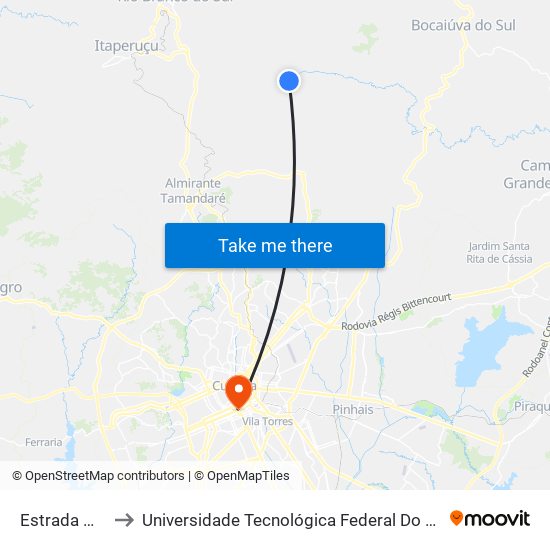 Estrada Morro Grande to Universidade Tecnológica Federal Do Paraná - Campus Curitiba - Sede Centro map