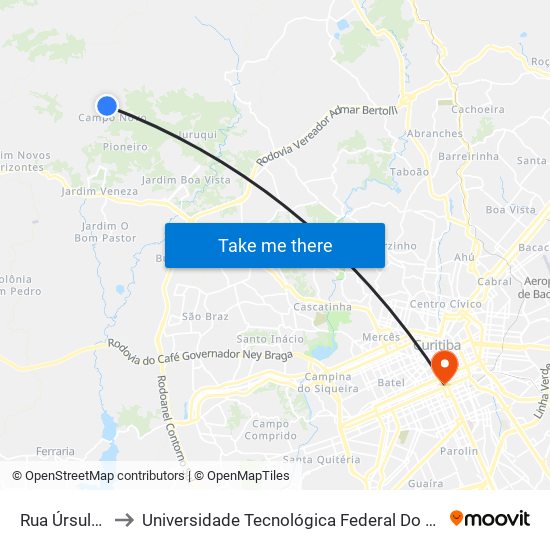 Rua Úrsula / A. Benato to Universidade Tecnológica Federal Do Paraná - Campus Curitiba - Sede Centro map