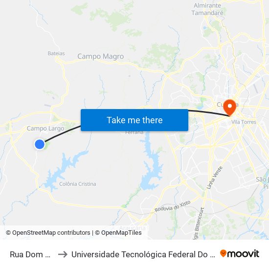 Rua Dom Pedro Ii, 3210 to Universidade Tecnológica Federal Do Paraná - Campus Curitiba - Sede Centro map