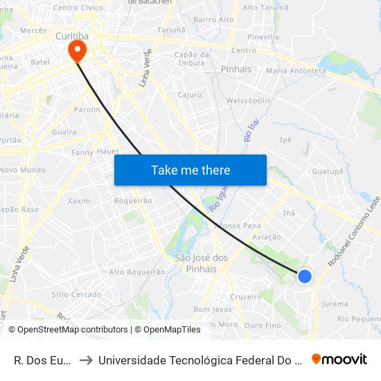 R. Dos Eucaliptos, 400 to Universidade Tecnológica Federal Do Paraná - Campus Curitiba - Sede Centro map