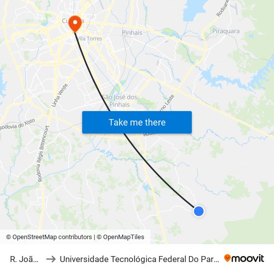 R. João Lipinski to Universidade Tecnológica Federal Do Paraná - Campus Curitiba - Sede Centro map