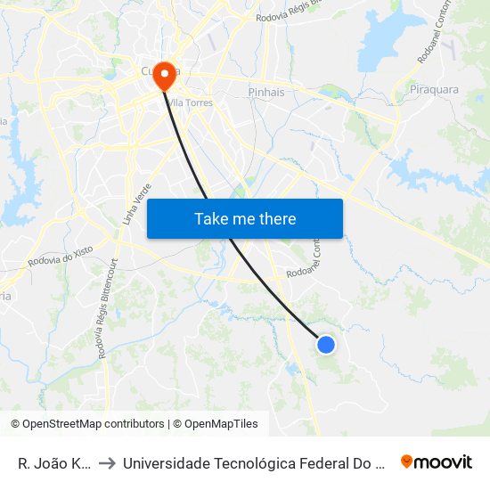 R. João Kosiak, 2212 to Universidade Tecnológica Federal Do Paraná - Campus Curitiba - Sede Centro map