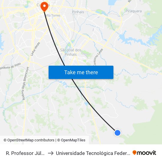 R. Professor Júlio Carvalho Gomes, 6100 to Universidade Tecnológica Federal Do Paraná - Campus Curitiba - Sede Centro map