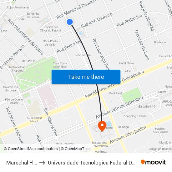 Marechal Floriano Peixoto to Universidade Tecnológica Federal Do Paraná - Campus Curitiba - Sede Centro map