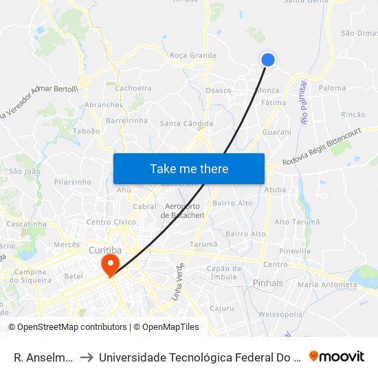 R. Anselmo Pavim, 342 to Universidade Tecnológica Federal Do Paraná - Campus Curitiba - Sede Centro map