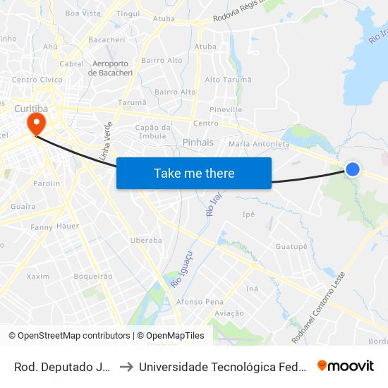 Rod. Deputado João Lepoldo Jacomel, 5020 to Universidade Tecnológica Federal Do Paraná - Campus Curitiba - Sede Centro map