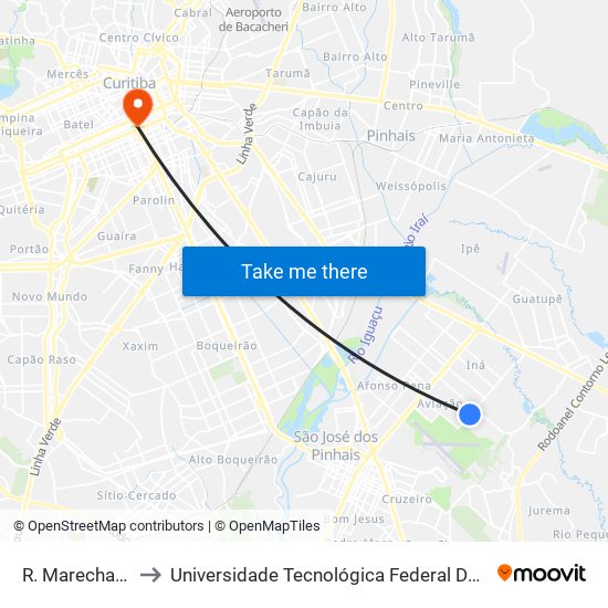 R. Marechal Hermes, 2656 to Universidade Tecnológica Federal Do Paraná - Campus Curitiba - Sede Centro map