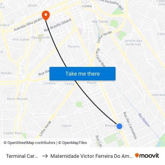 Terminal Carmo to Maternidade Victor Ferreira Do Amaral map