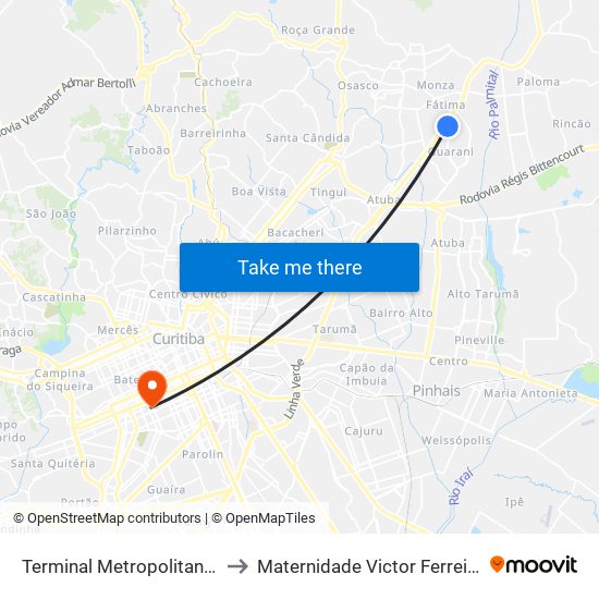 Terminal Metropolitano Maracanã to Maternidade Victor Ferreira Do Amaral map