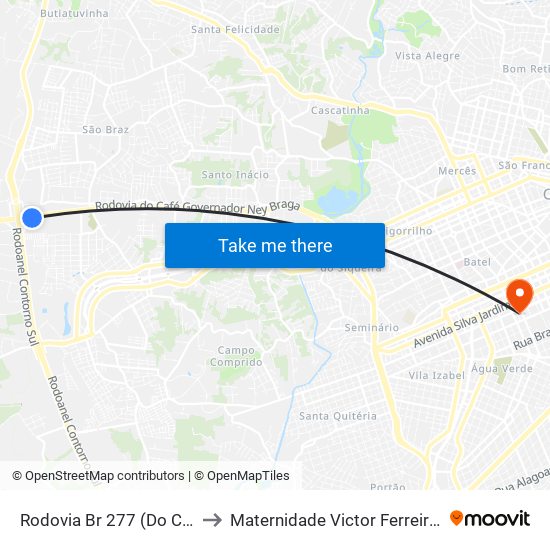 Rodovia Br 277 (Do Café), 5245 to Maternidade Victor Ferreira Do Amaral map