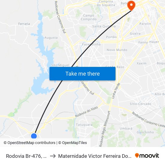Rodovia Br-476, 5660 to Maternidade Victor Ferreira Do Amaral map