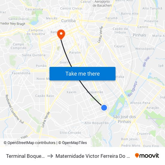 Terminal Boqueirão to Maternidade Victor Ferreira Do Amaral map