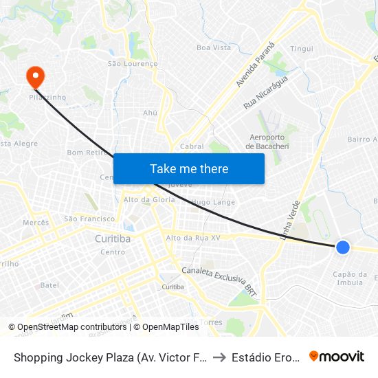 Shopping Jockey Plaza (Av. Victor Ferreira Do Amaral, 2694) to Estádio Erondi Silvério map