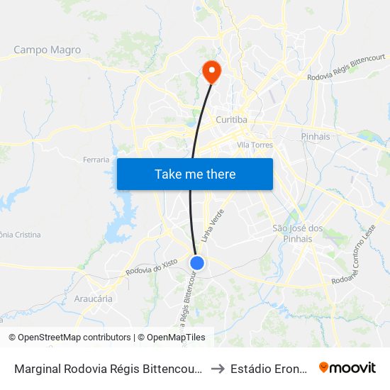 Marginal Rodovia Régis Bittencourt (Br 116) - Ceasa to Estádio Erondi Silvério map