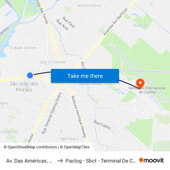 Av. Das Américas, 1111 to Paclog - Sbct - Terminal De Cargas map