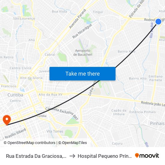 Rua Estrada Da Graciosa, 317 to Hospital Pequeno Príncipe map