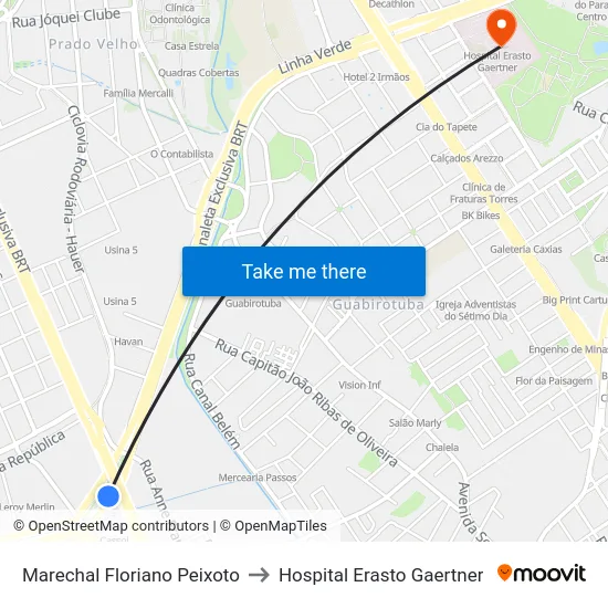 Marechal Floriano Peixoto to Hospital Erasto Gaertner map