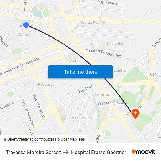 Travessa Moreira Garcez to Hospital Erasto Gaertner map