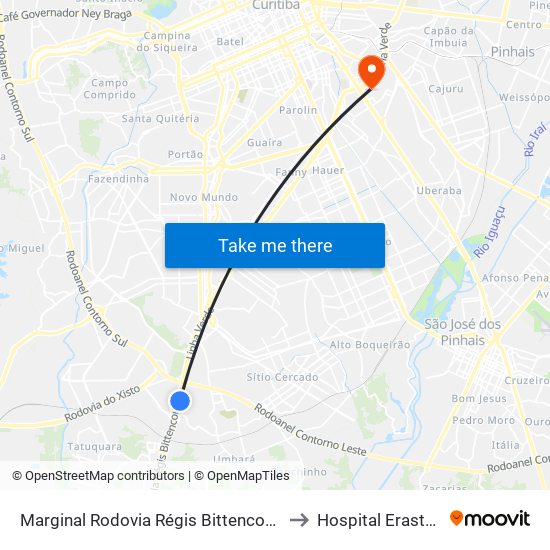 Marginal Rodovia Régis Bittencourt (Br 116) - Ceasa to Hospital Erasto Gaertner map