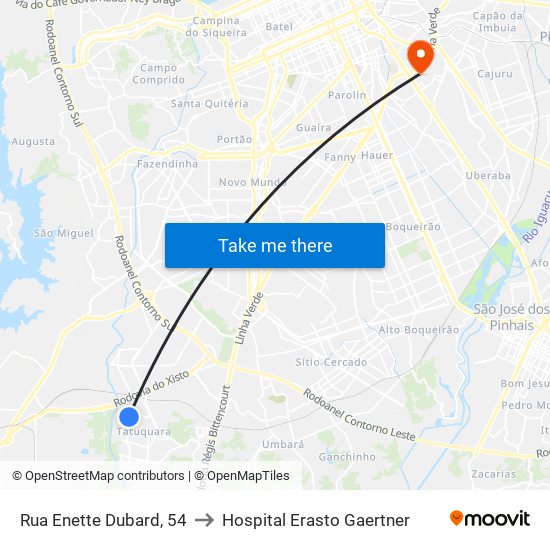 Rua Enette Dubard, 54 to Hospital Erasto Gaertner map