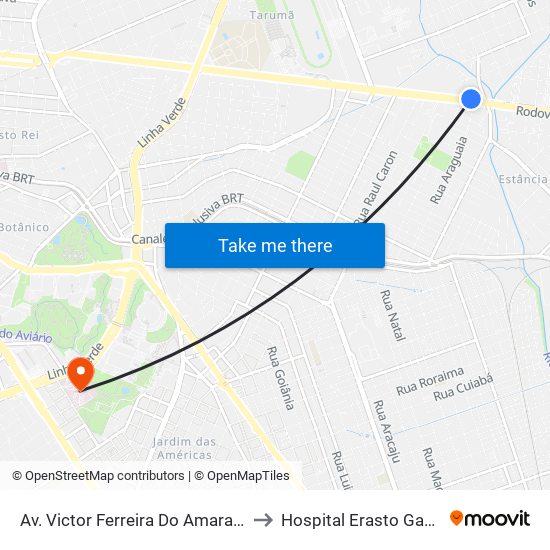 Av. Victor Ferreira Do Amaral, 3377 to Hospital Erasto Gaertner map