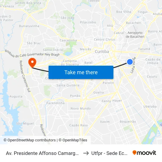 Av. Presidente Affonso Camargo, 2193 to Utfpr - Sede Ecoville map